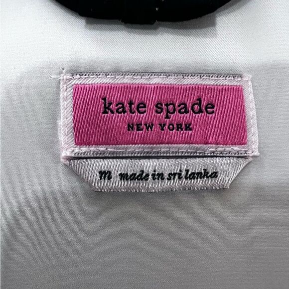 Kate Spade Satin Bridal Robe White Black Trim “Mrs.” Embroidered Belted M - Picture 6 of 10